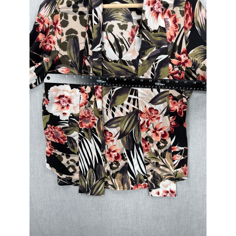 Bar III Womens Floral Animal Print Open Front Blouse Small Black Multi New - Picture 4 of 9